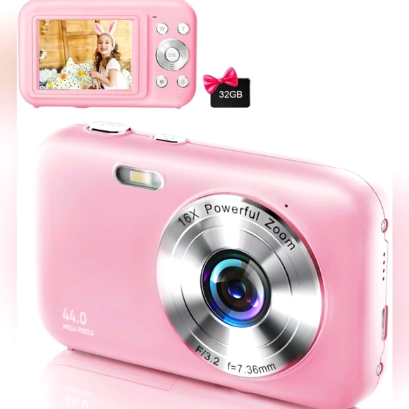 NIB Digital Camera, FHD 1080P Kids Camera w 32GB SD Card 44MP Point+Shoot Cam - Picture 1 of 10